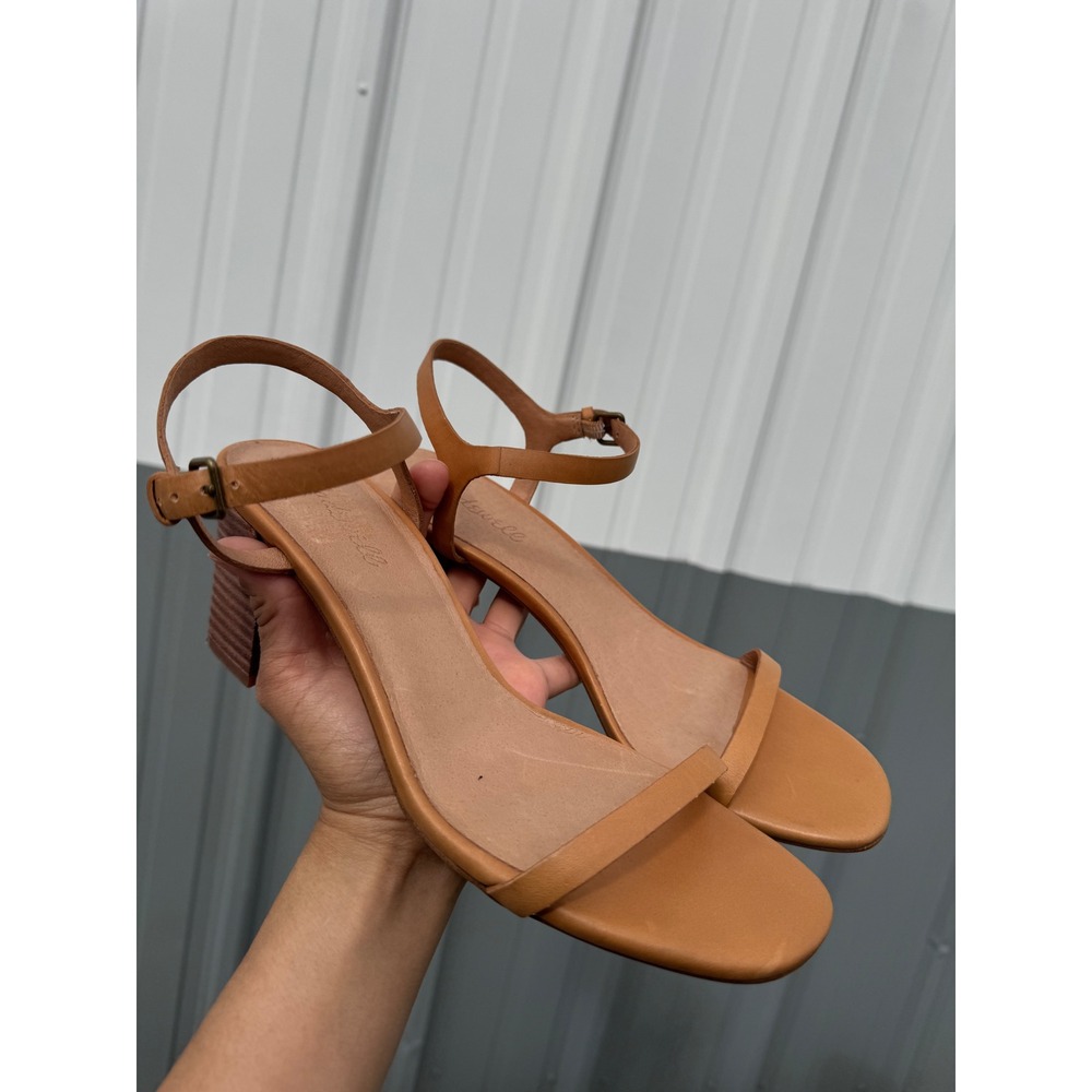 Madewell Harper Tan Leather Block Heel Ankle Strap Sandals 2018511VN Womens 8.5